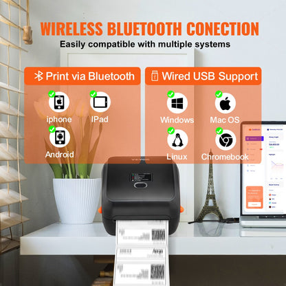 010209989408 - High-Resolution Bluetooth Thermal Label Printer with Dual USB Connectivity