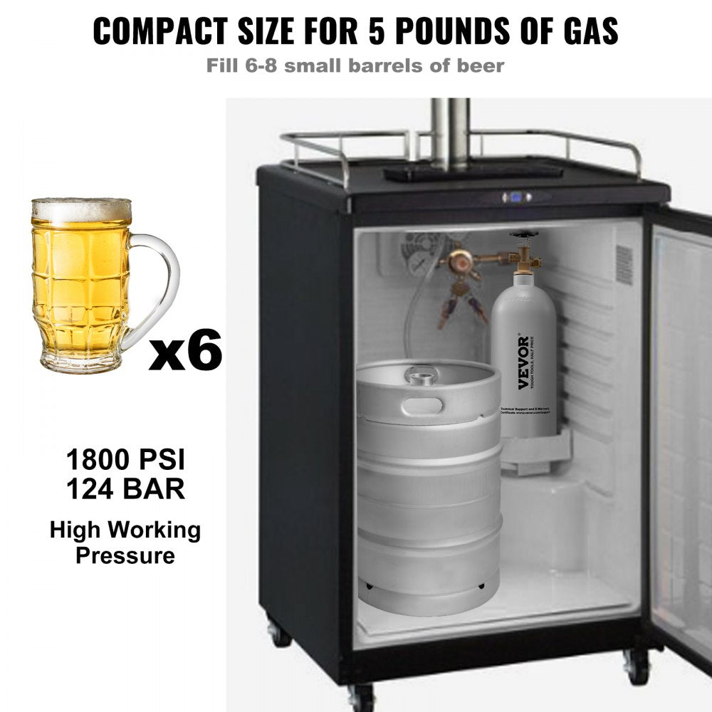 5LBS - Durable 5 lbs CO2 Tank with CGA320 Valve for Home Use