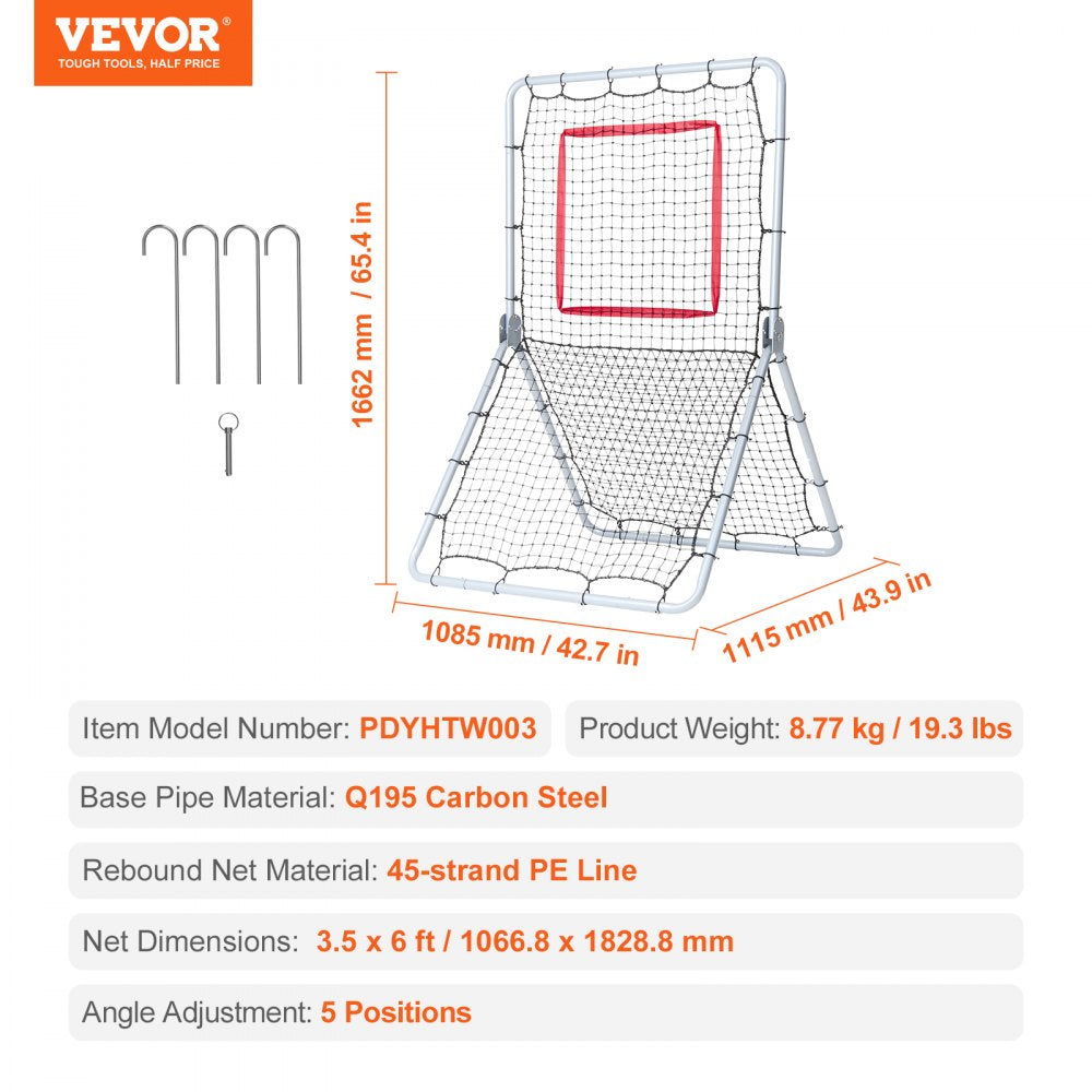 PDYHTW003 - 3.5 x 6 ft VEVOR Baseball Rebounder Net with Adjustable Angles