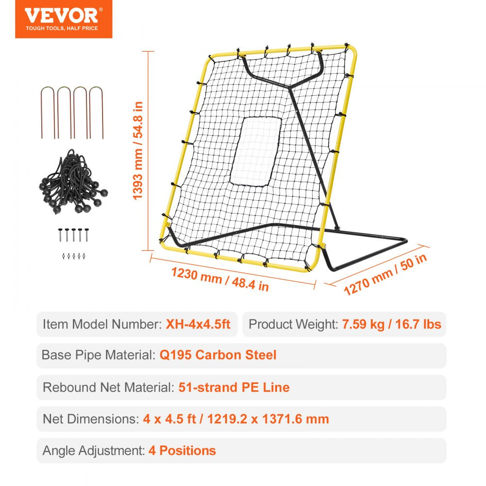 XH-4x4.5ft - Adjustable Baseball Rebounder Net for All Skill Levels
