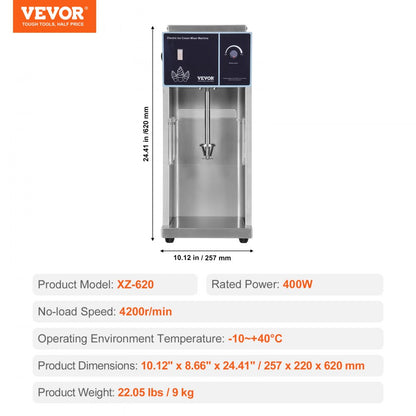 XZ-620 - Durable 304 Stainless Steel Ice Cream Mixer with 400W Power
