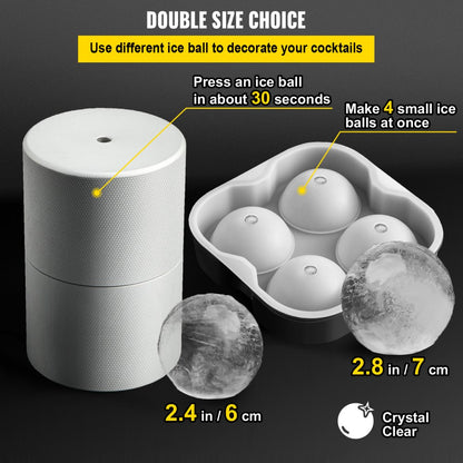VV-IBPK-2.4 - VEVOR 30s Ice Ball Press Kit with Silicone Maker