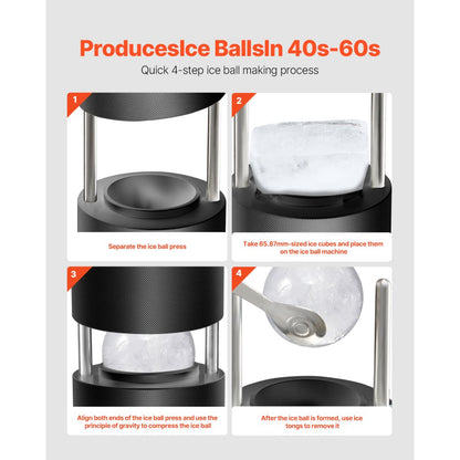 KH-B02-5 - Aviation Aluminum 2.4-Inch Ice Ball Press with Drip Tray