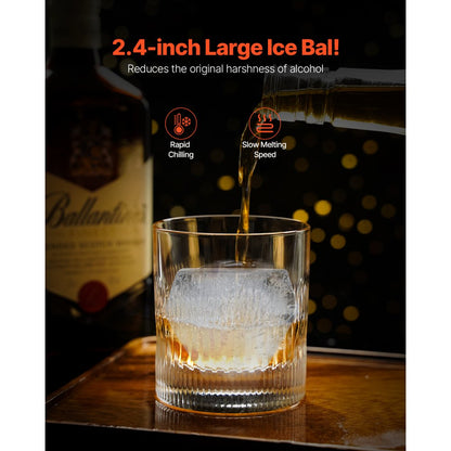 KH-B02 - 2.4" Diamond Ice Ball Maker with Drip Tray and Tongs