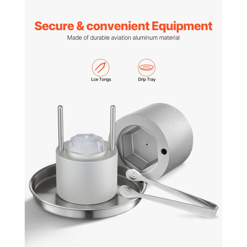 KH-B02 - 2.4" Diamond Ice Ball Maker with Drip Tray and Tongs