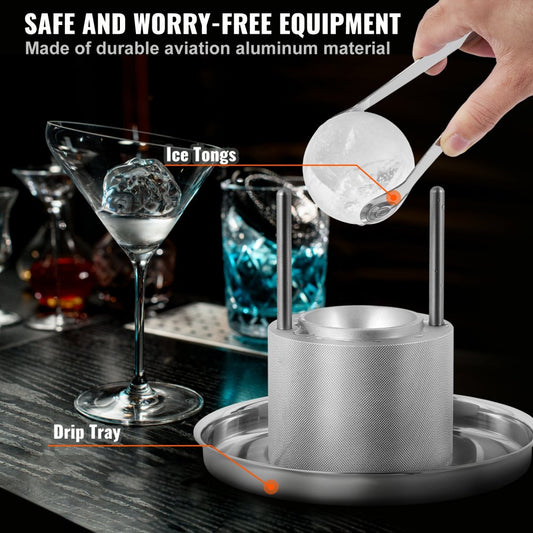 KH-B02-4 - Durable Aircraft Aluminum Ice Ball Press for Perfect Cocktails