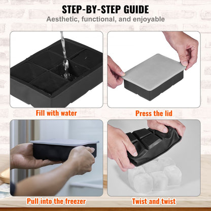 SRP00-6+6 - 6 Large Silicone Ice Cubes & Spheres for Cocktails