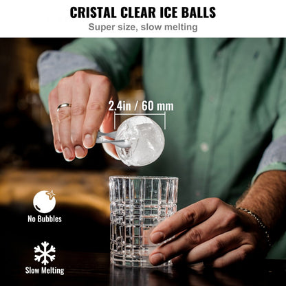 BHD-IP116 - 2.36" Crystal Ice Ball Maker for Chilled Drinks