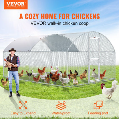 010716011362 - Spacious 13.1ft Metal Chicken Coop for Happy Poultry