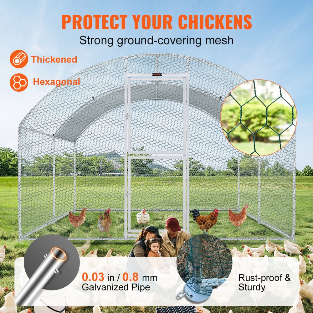 010716011362 - Spacious 13.1ft Metal Chicken Coop for Happy Poultry