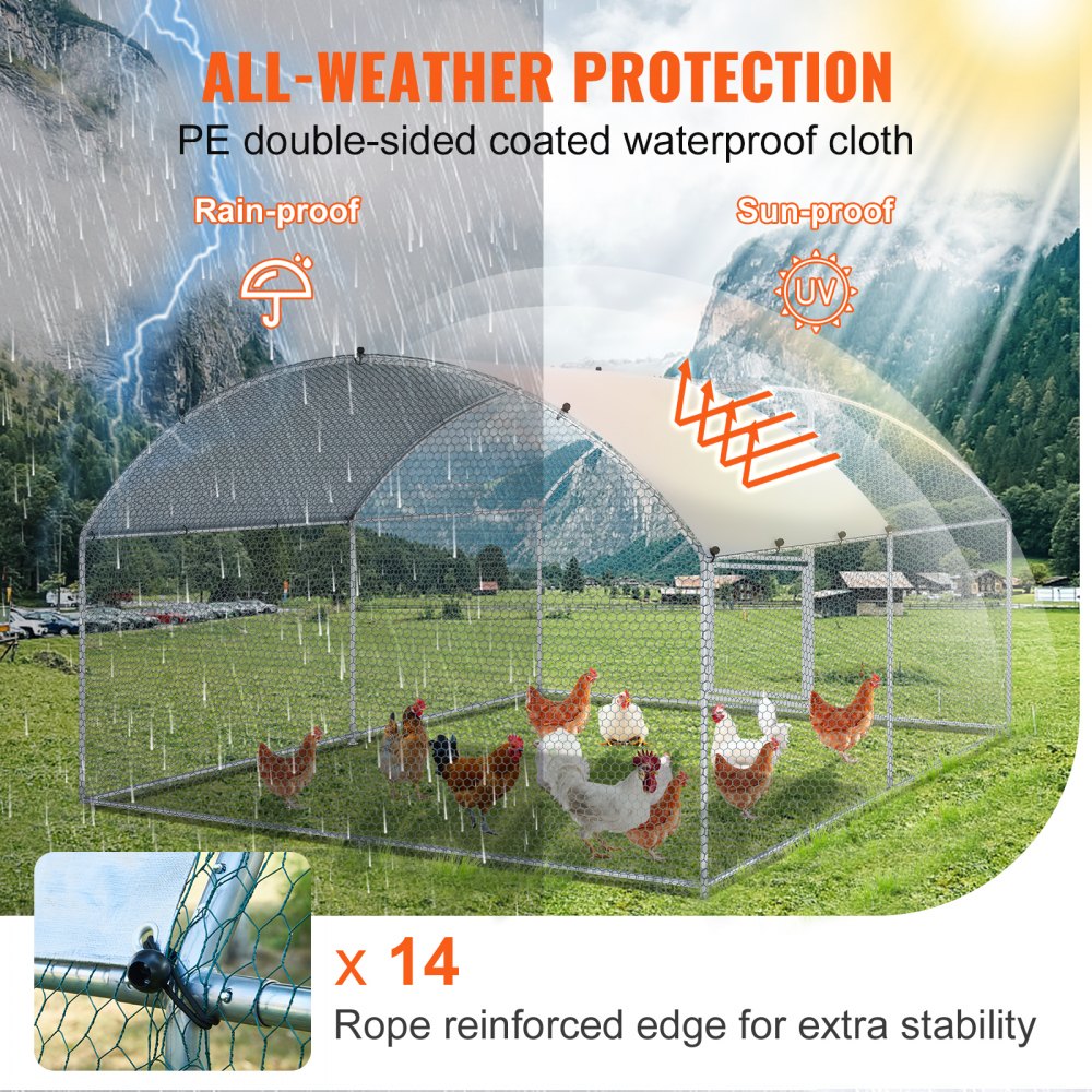 010716011362 - Spacious 13.1ft Metal Chicken Coop for Happy Poultry