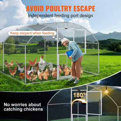 010716011362 - Spacious 13.1ft Metal Chicken Coop for Happy Poultry