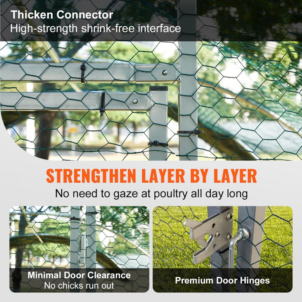 010716011362 - Spacious 13.1ft Metal Chicken Coop for Happy Poultry