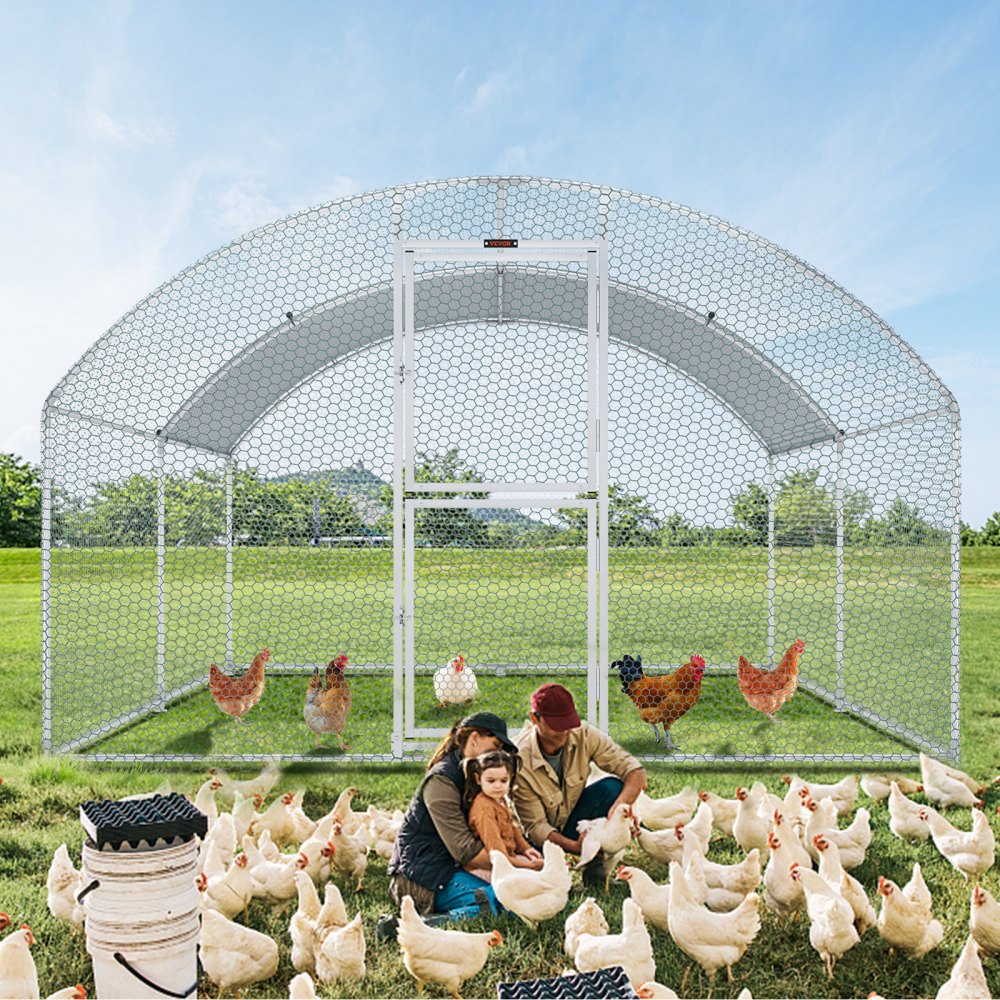 010716011362 - Spacious 13.1ft Metal Chicken Coop for Happy Poultry