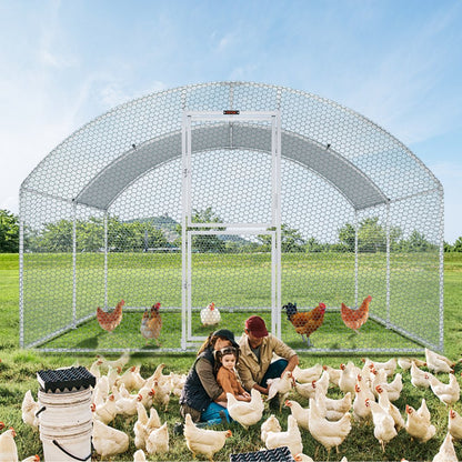 010716011362 - Spacious 13.1ft Metal Chicken Coop for Happy Poultry