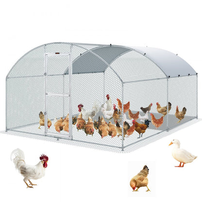 010716011362 - Spacious 13.1ft Metal Chicken Coop for Happy Poultry