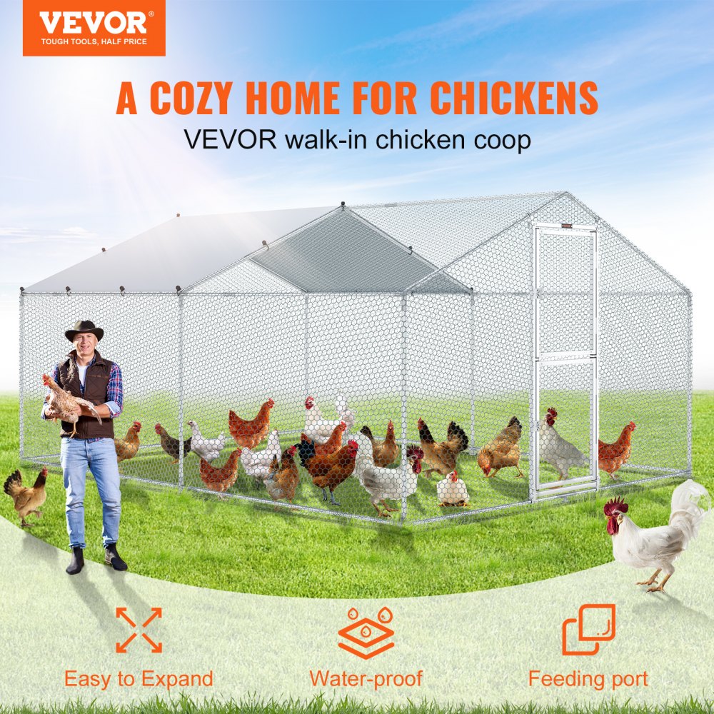 010379298607 - Spacious 157.5" Steel Chicken Coop for Backyard Farming