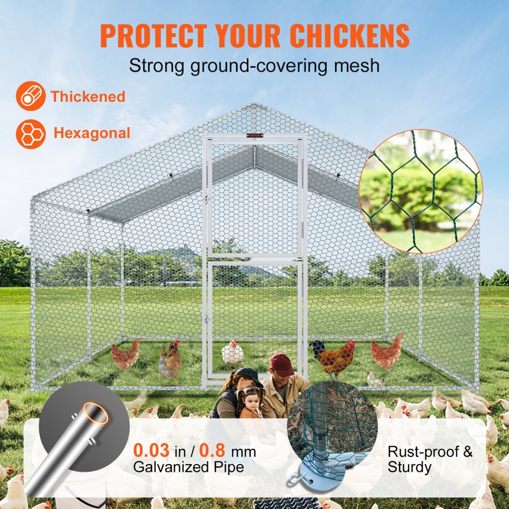 010379298607 - Spacious 157.5" Steel Chicken Coop for Backyard Farming