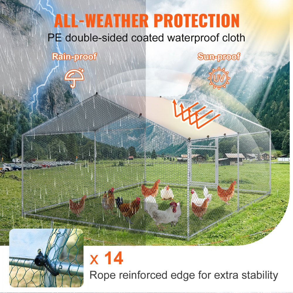 010379298607 - Spacious 157.5" Steel Chicken Coop for Backyard Farming