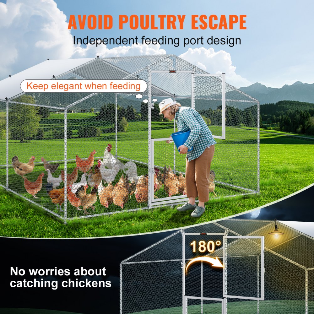 010379298607 - Spacious 157.5" Steel Chicken Coop for Backyard Farming