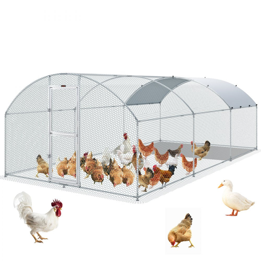 010173496162 - Spacious 19.7ft Metal Chicken Coop with Dome Roof and Feeding Door