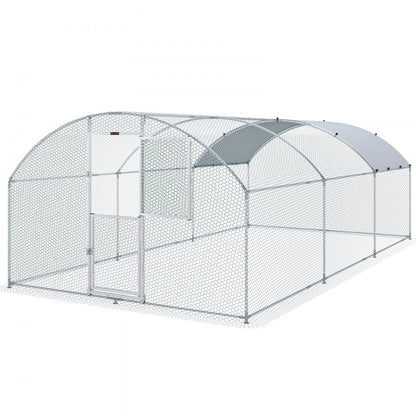 010173496162 - Spacious 19.7ft Metal Chicken Coop with Dome Roof and Feeding Door