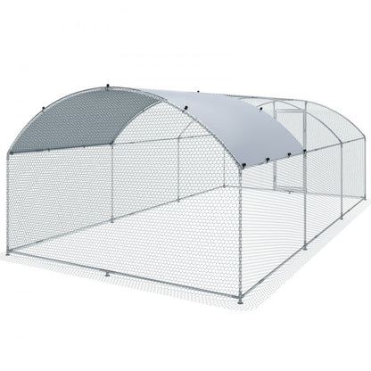 010173496162 - Spacious 19.7ft Metal Chicken Coop with Dome Roof and Feeding Door