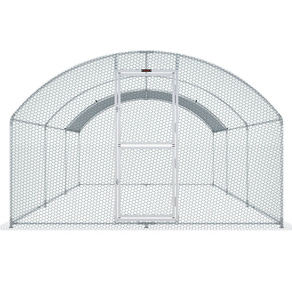 010173496162 - Spacious 19.7ft Metal Chicken Coop with Dome Roof and Feeding Door