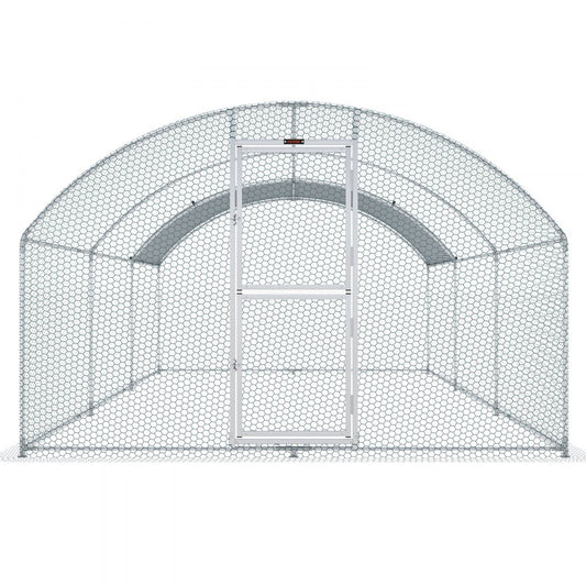 010173496162 - Spacious 19.7ft Metal Chicken Coop with Dome Roof and Feeding Door