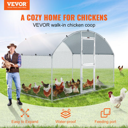 010405424745 - 78.7" Walk-In Metal Chicken Coop for Secure Poultry Living