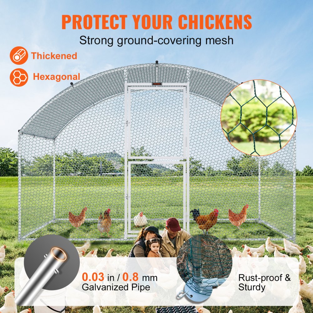 010405424745 - 78.7" Walk-In Metal Chicken Coop for Secure Poultry Living