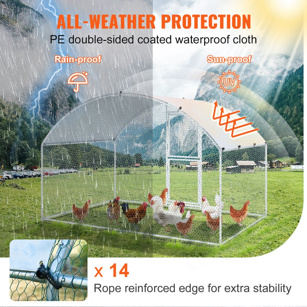 010405424745 - 78.7" Walk-In Metal Chicken Coop for Secure Poultry Living