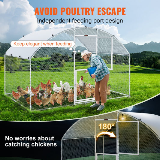 010405424745 - 78.7" Walk-In Metal Chicken Coop for Secure Poultry Living