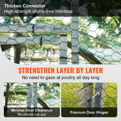 010405424745 - 78.7" Walk-In Metal Chicken Coop for Secure Poultry Living