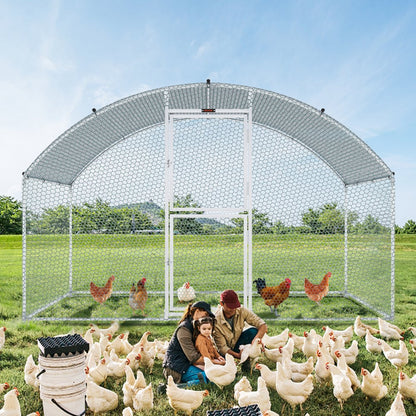 010405424745 - 78.7" Walk-In Metal Chicken Coop for Secure Poultry Living