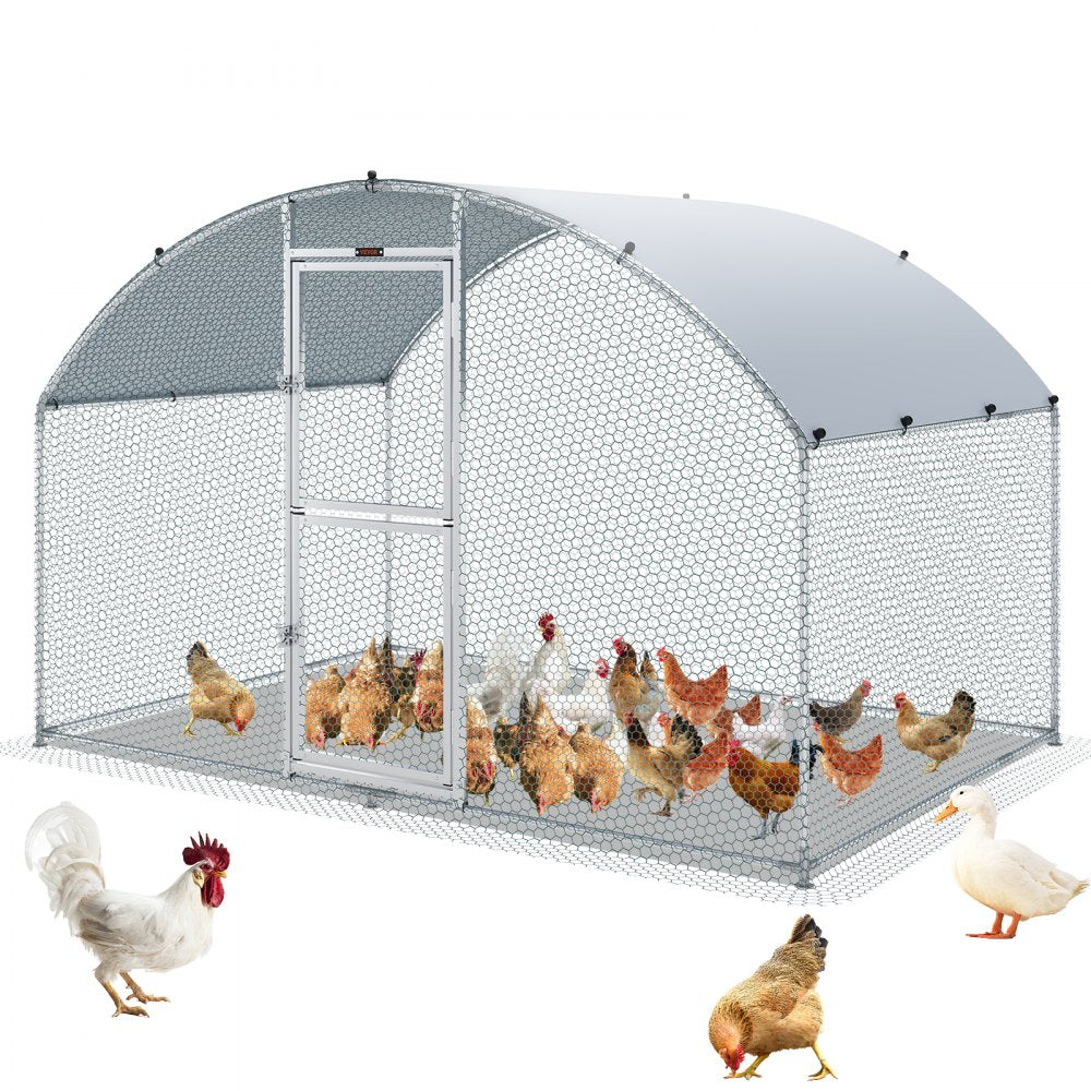 010405424745 - 78.7" Walk-In Metal Chicken Coop for Secure Poultry Living