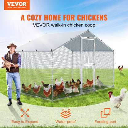 010774865091 - Spacious 78.7"x118.1" Metal Chicken Coop with Waterproof Cover