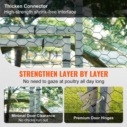 010774865091 - Spacious 78.7"x118.1" Metal Chicken Coop with Waterproof Cover