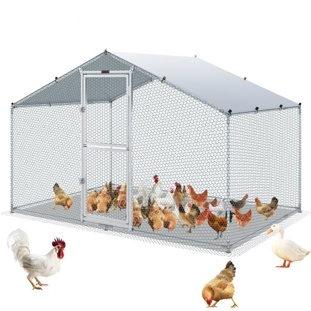 010774865091 - Spacious 78.7"x118.1" Metal Chicken Coop with Waterproof Cover