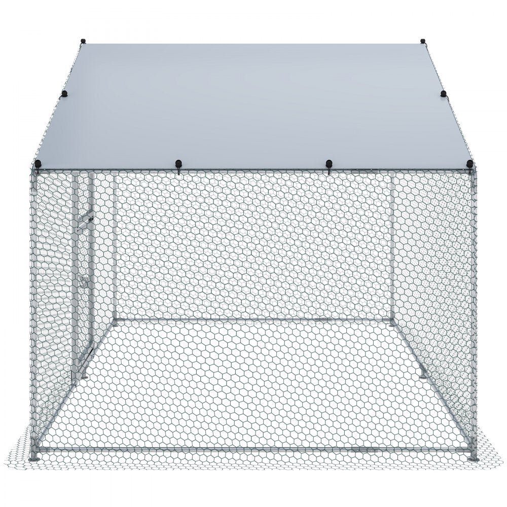 010774865091 - Spacious 78.7"x118.1" Metal Chicken Coop with Waterproof Cover