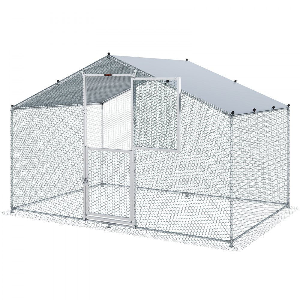 010774865091 - Spacious 78.7"x118.1" Metal Chicken Coop with Waterproof Cover