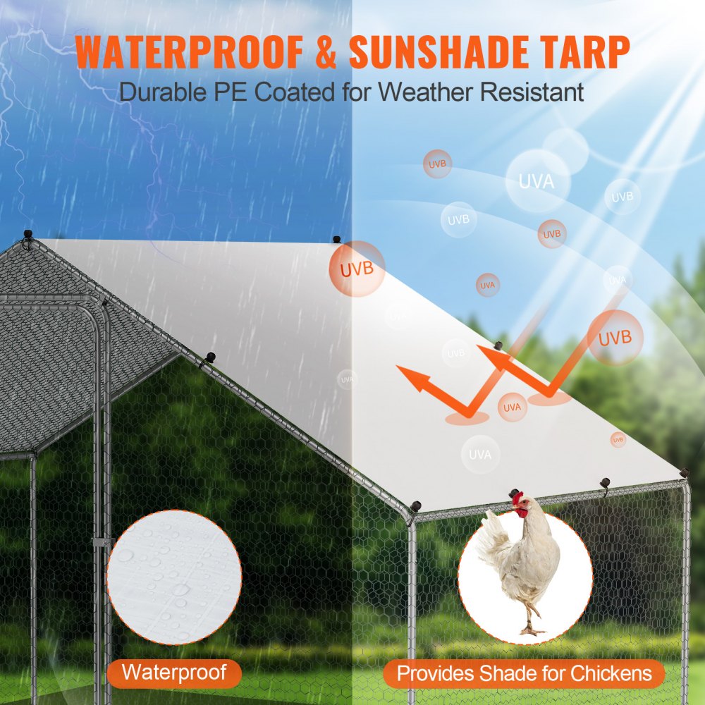 RA322 - Easy-Setup 9.8x6.5ft Galvanized Steel Chicken Coop