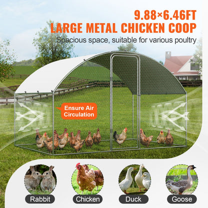 ACR322 - Large 9.88x6.46ft Metal Chicken Coop with Waterproof Cover