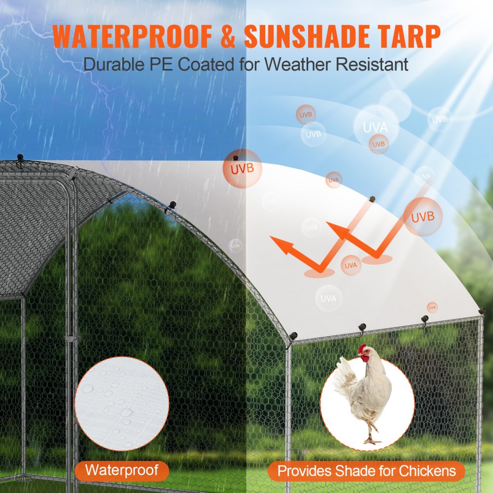 ACR322 - Large 9.88x6.46ft Metal Chicken Coop with Waterproof Cover