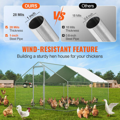 RA342 - VEVOR 9.8x12.9 ft Galvanized Steel Chicken Coop for Secure Outdoor Use