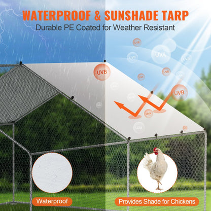 RA342 - VEVOR 9.8x12.9 ft Galvanized Steel Chicken Coop for Secure Outdoor Use