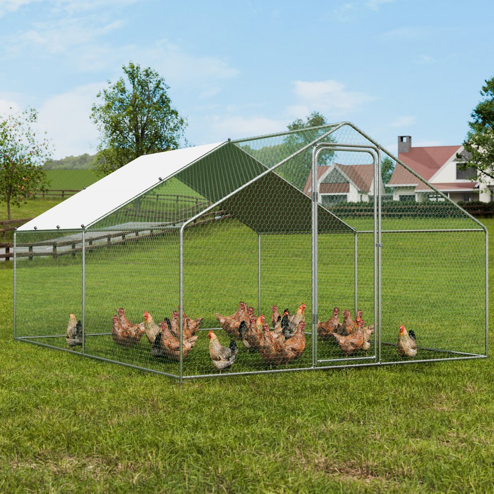 RA342 - VEVOR 9.8x12.9 ft Galvanized Steel Chicken Coop for Secure Outdoor Use