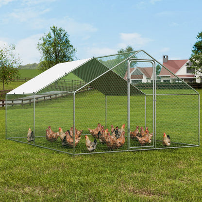 RA342 - VEVOR 9.8x12.9 ft Galvanized Steel Chicken Coop for Secure Outdoor Use