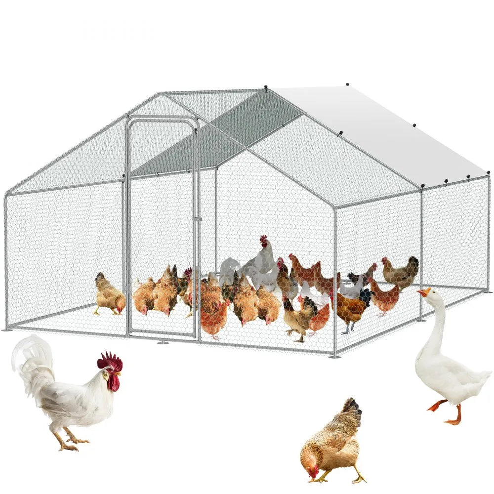 RA342 - VEVOR 9.8x12.9 ft Galvanized Steel Chicken Coop for Secure Outdoor Use