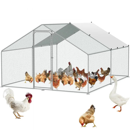 RA342 - VEVOR 9.8x12.9 ft Galvanized Steel Chicken Coop for Secure Outdoor Use